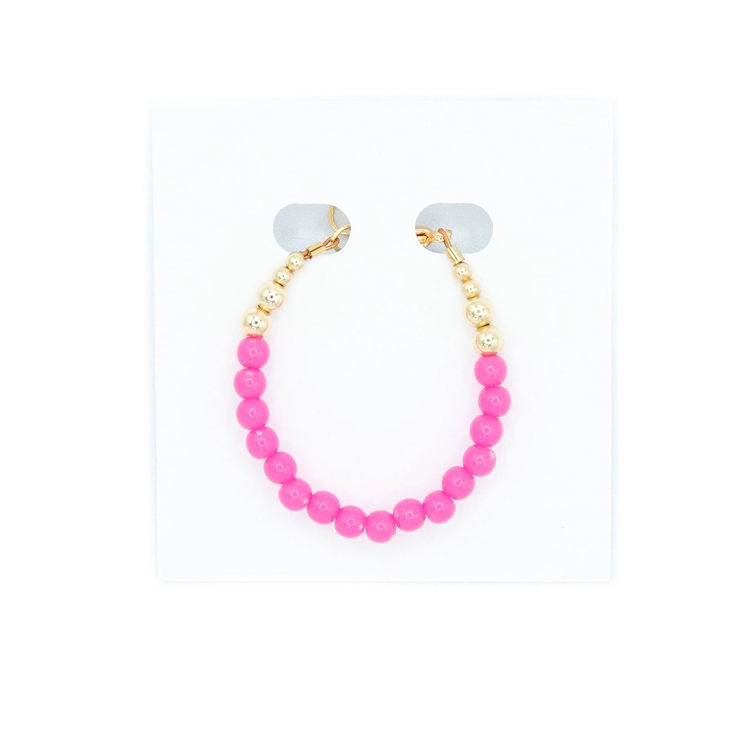14K Gold Filled Bracelet - Round Hot Pink