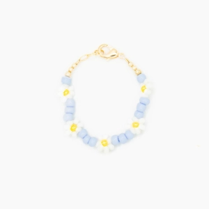 14K Gold Filled Floral Bracelet - White and Blue