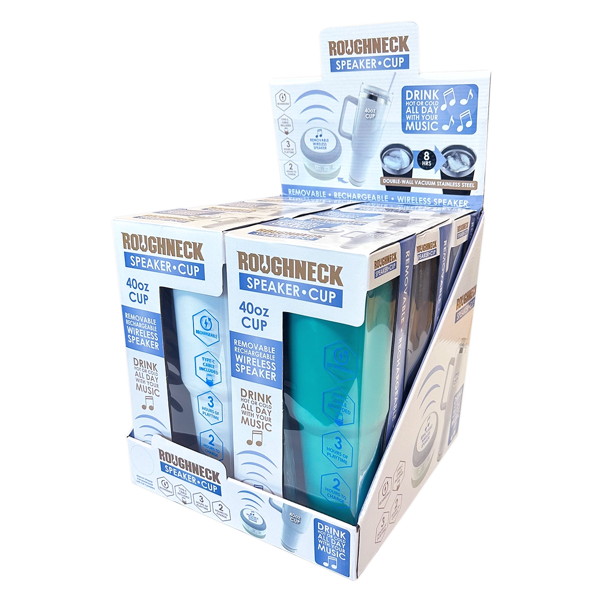 40 oz Insulated Stainless-Steel Cup with Rechargeable Speaker - 6 Pieces Per Retail Ready Display 25148