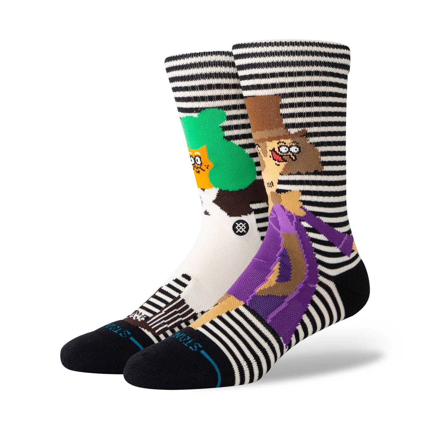 Adult Crew Socks - Oompa Loompa - Black / White