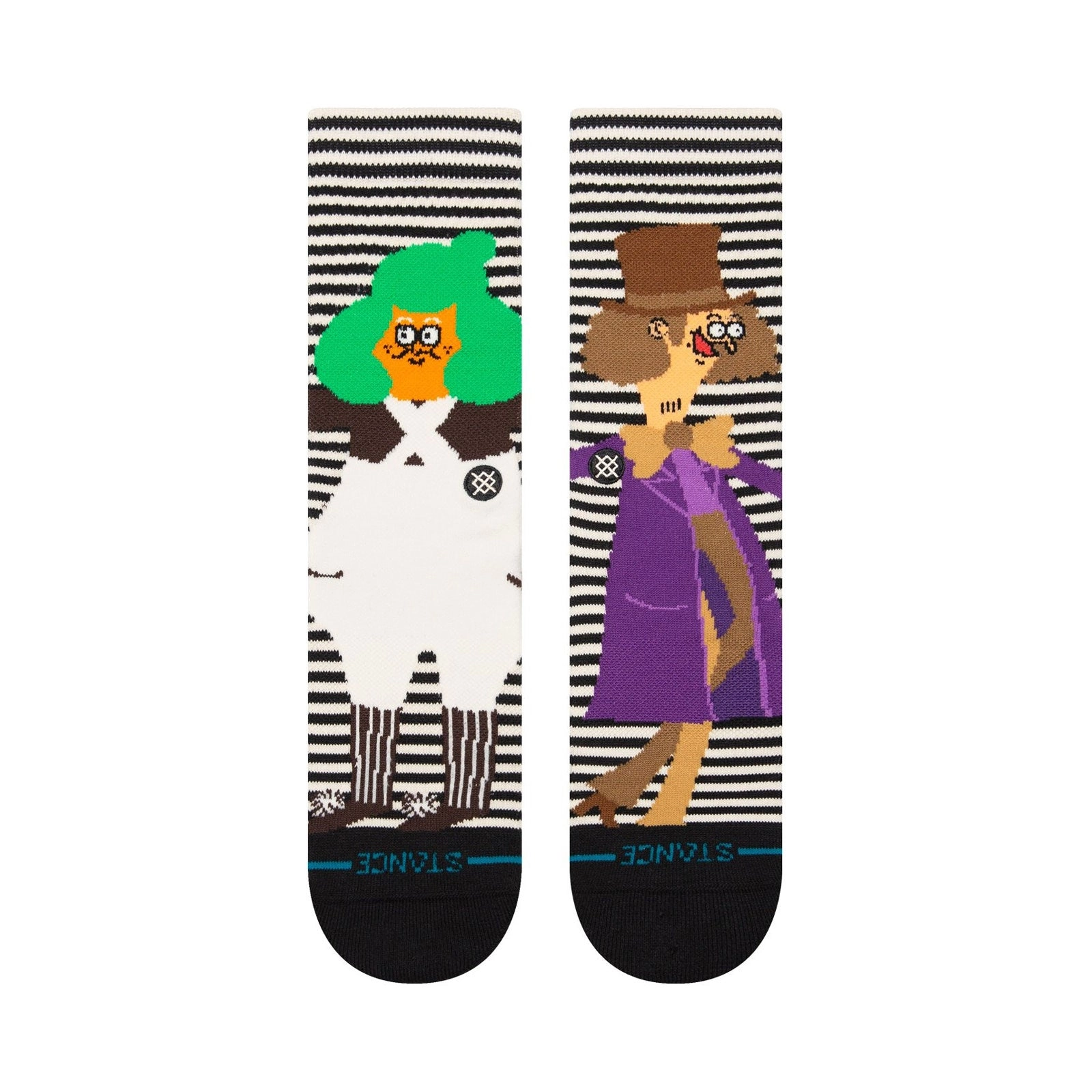 Adult Crew Socks - Oompa Loompa - Black / White