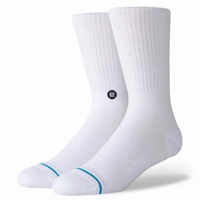 Adult Crew Socks - Icon - White / Black Logo