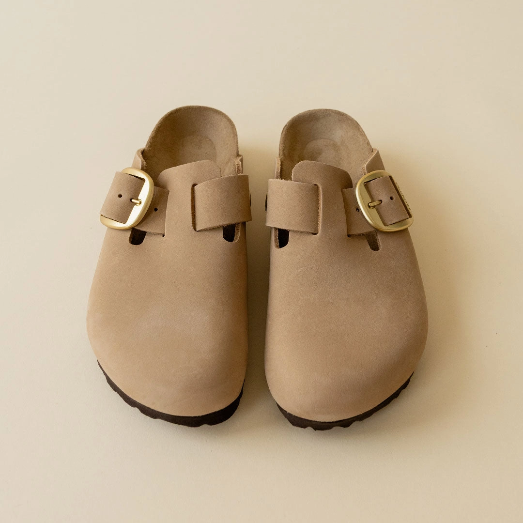Birkenstock Boston Big Buckle Nubuck Leather-Sandcastle