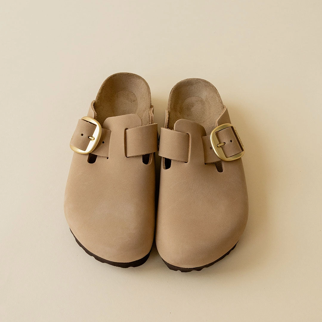 Birkenstock Boston Big Buckle Nubuck Leather-Sandcastle