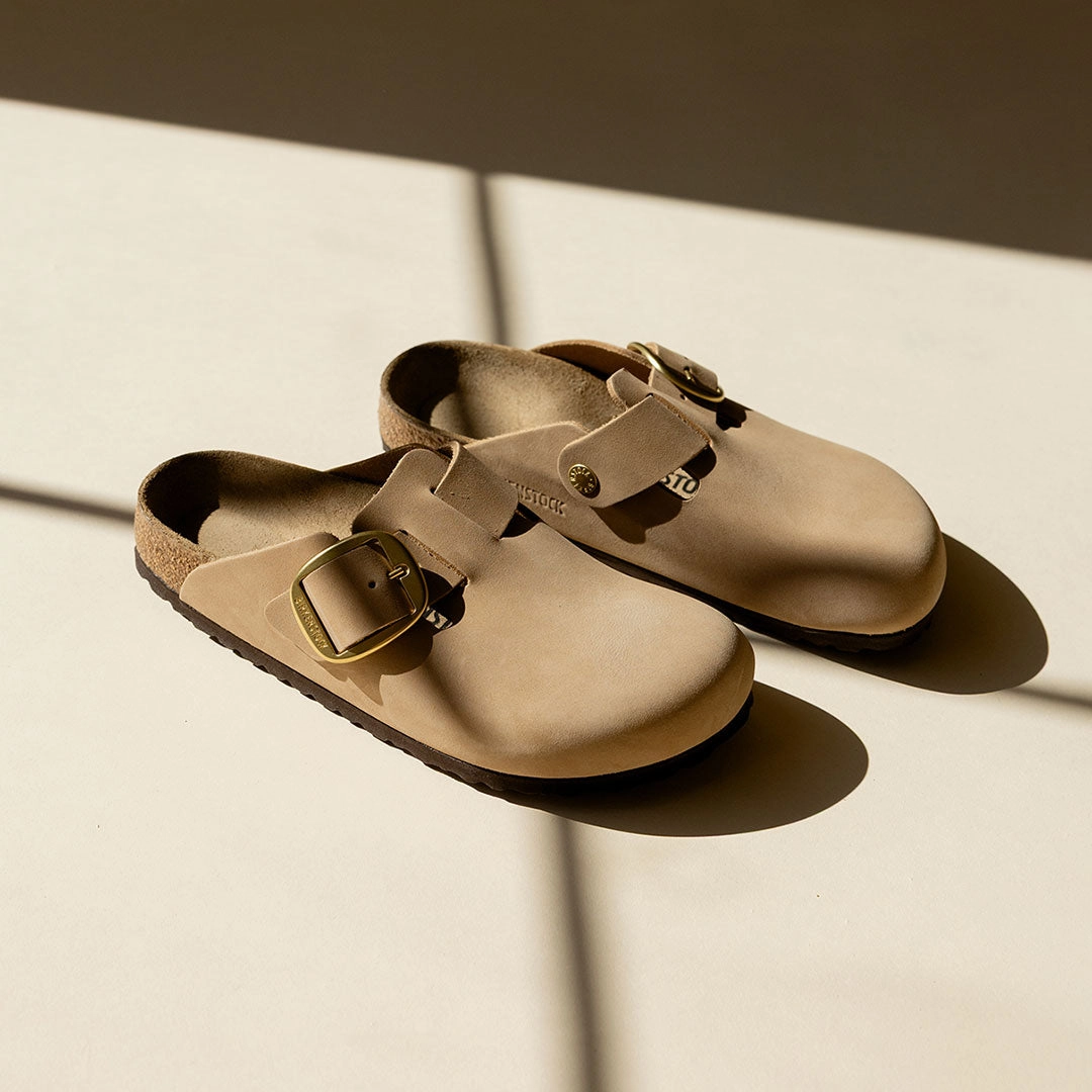 Birkenstock Boston Big Buckle Nubuck Leather-Sandcastle