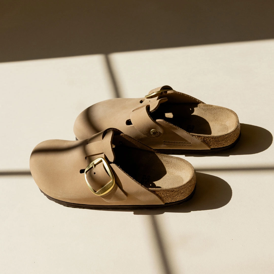 Birkenstock Boston Big Buckle Nubuck Leather-Sandcastle