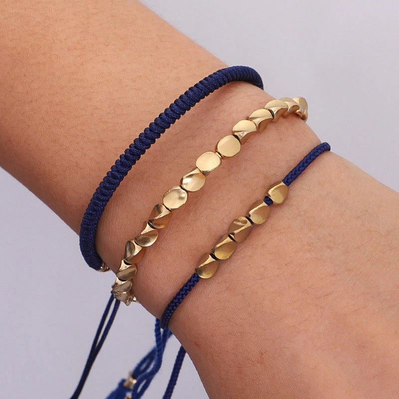 Blue Copper Beads Bracelet Set