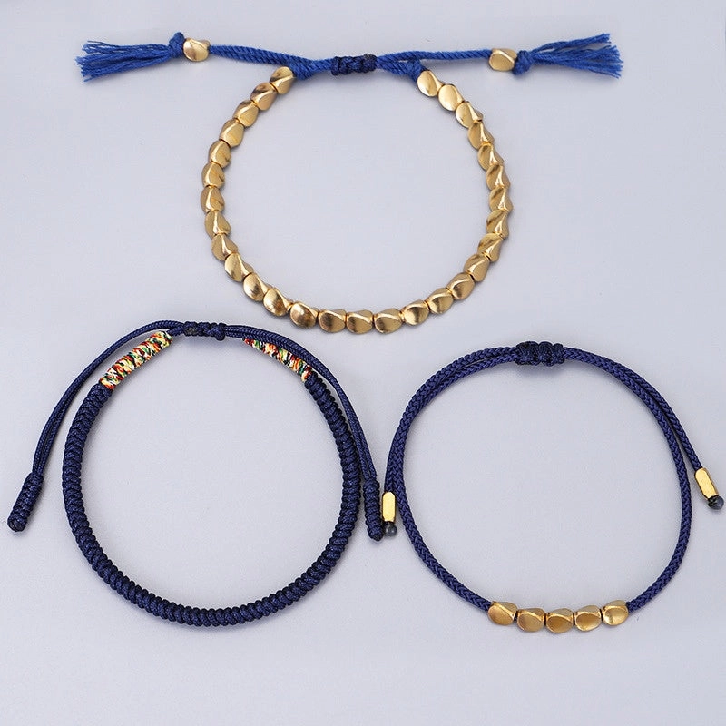 Blue Copper Beads Bracelet Set