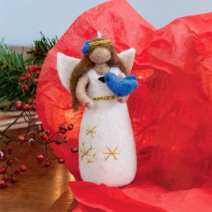 Bluebird Angel Ornament - White, Nepal