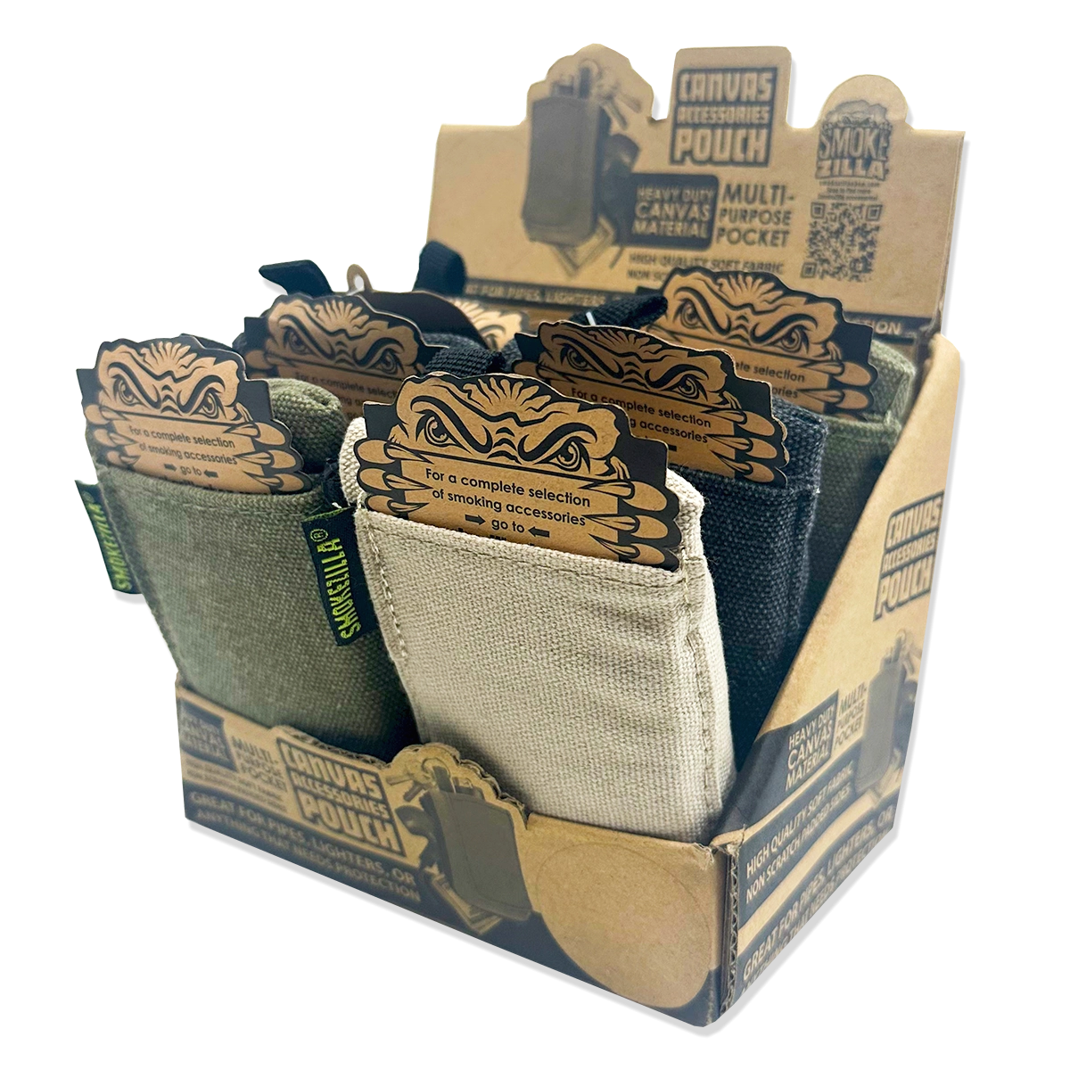 Canvas Accessories Smoker's Pouch with Zipper - 6 Pieces Per Retail Ready Display 22859