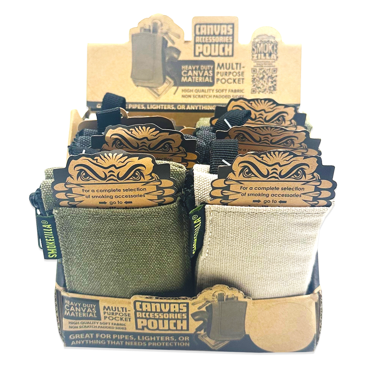 Canvas Accessories Smoker's Pouch with Zipper - 6 Pieces Per Retail Ready Display 22859