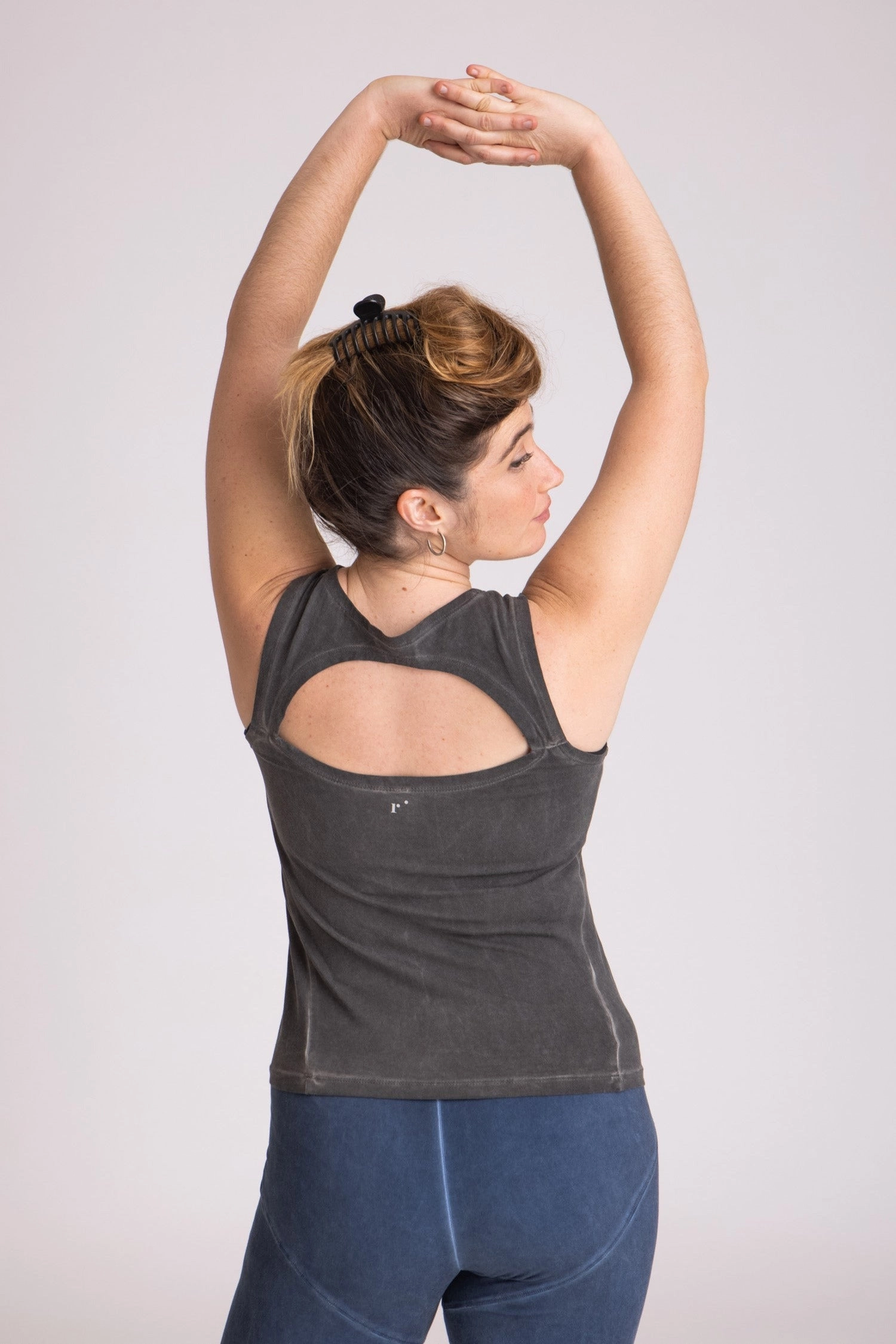 I'mPerfect Stonewash Half Moon Open Back Tank Top 35%off