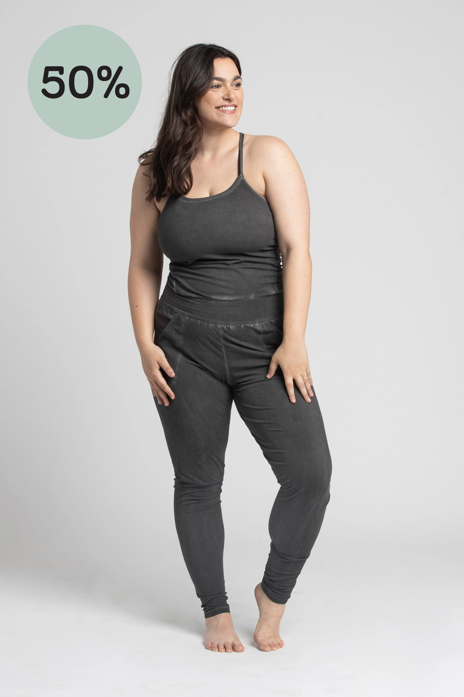 I'mPerfect Stonewash Long Jumpsuit 50%off