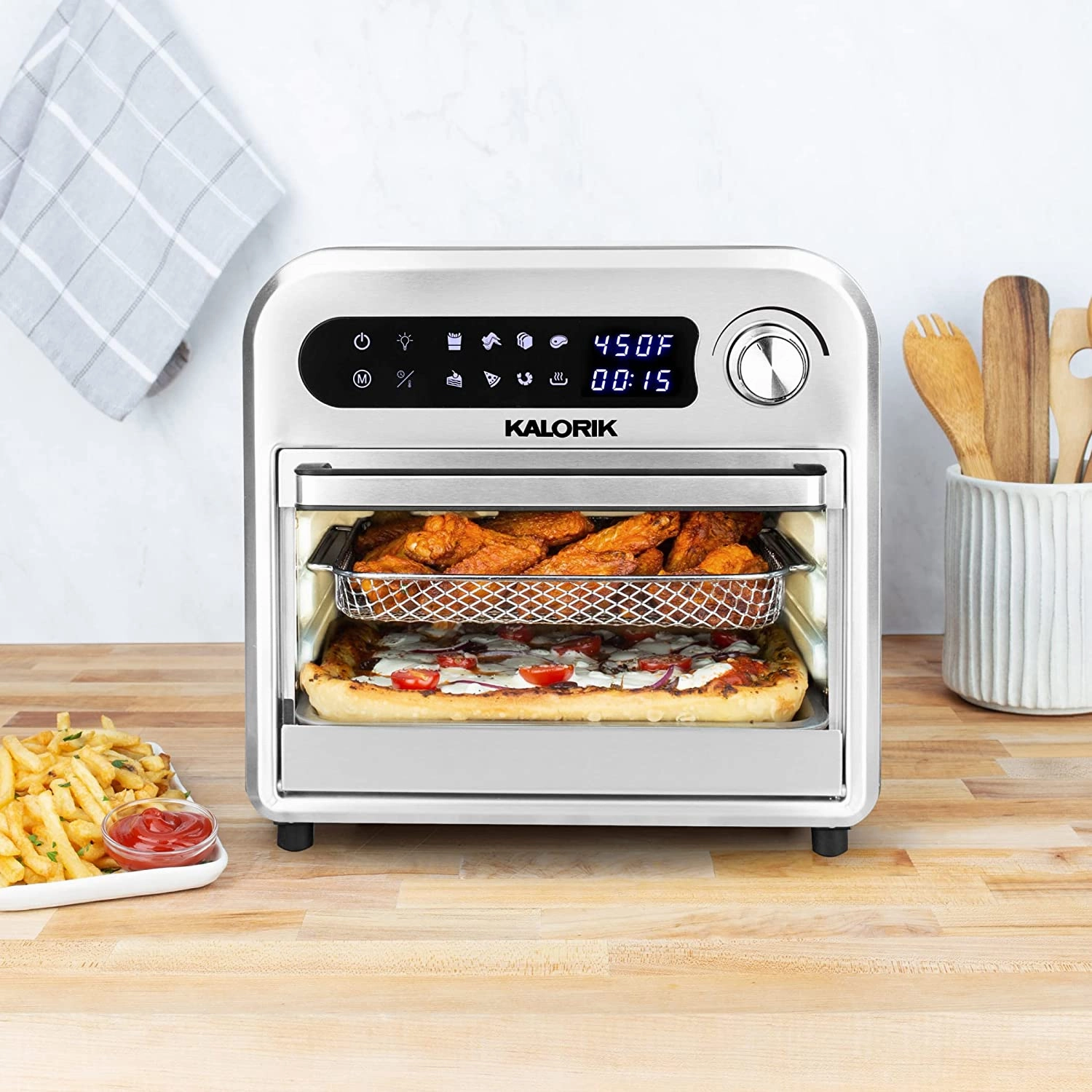 Kalorik Digital Air Fryer Oven 403oz Black and Stainless Steel Refurbished