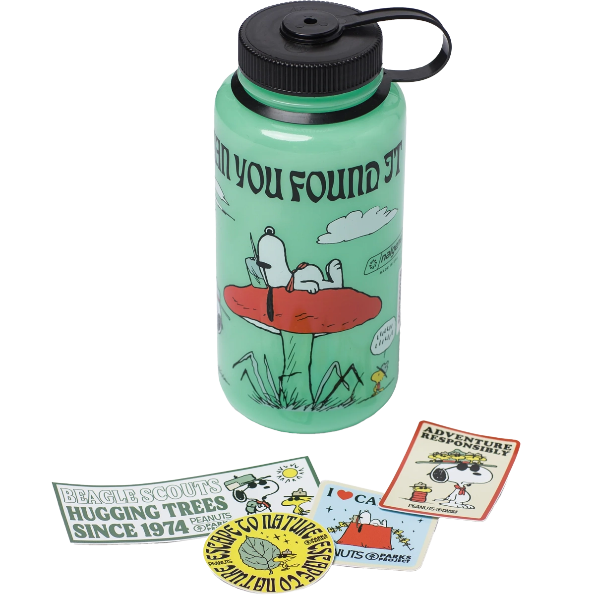 Peanuts x Parks Project Recycled Water Bottle and Sticker Pack