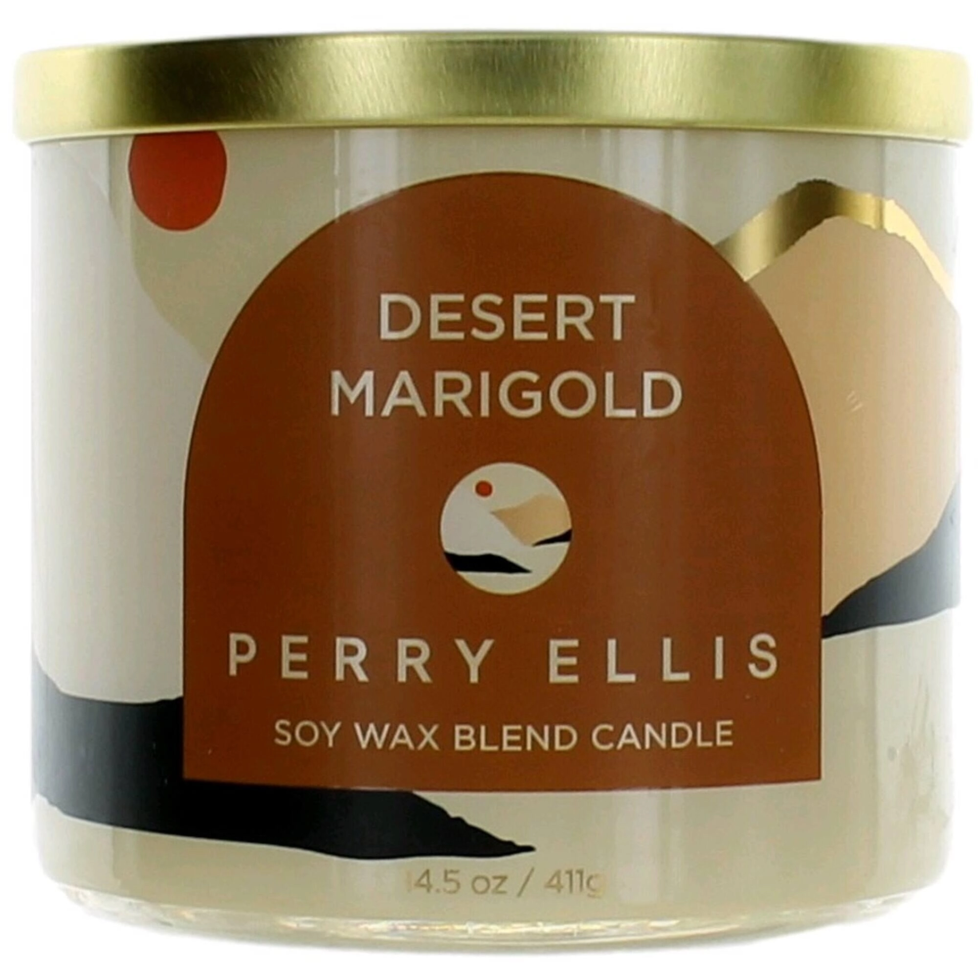 Perry Ellis Soy Wax Blend 3 Wick Candle - Fine Fragranced Desert Marigold, 14.5 oz