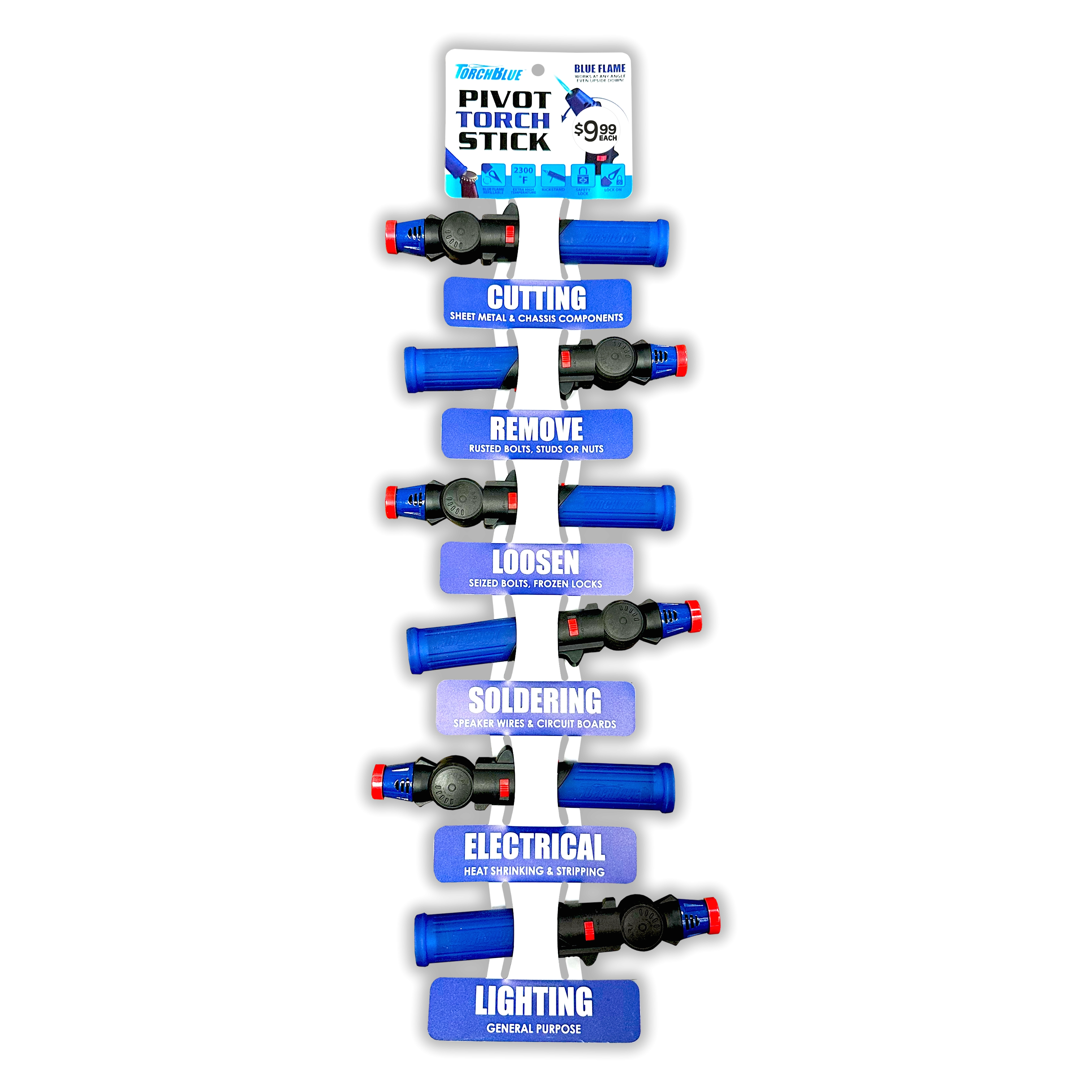 Pivot Head Torch Stick with Hang Strip Merchandising - 6 Pieces Per Retail Ready Display 23280MS
