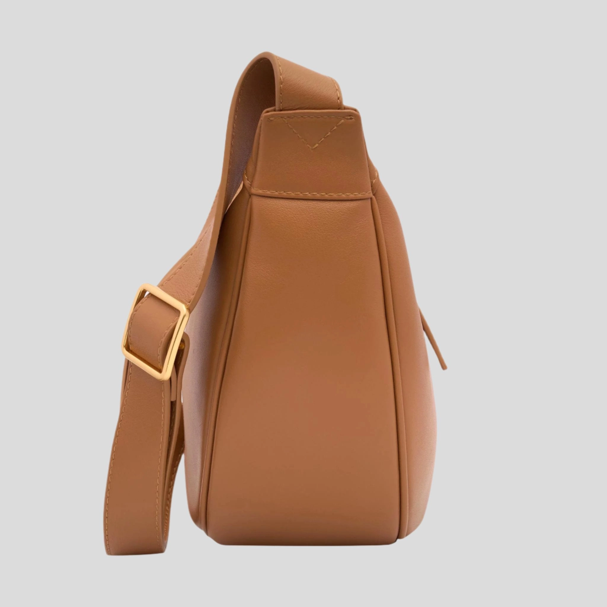 Slouchy Leather Crescent Crossbody Bag -- Tan