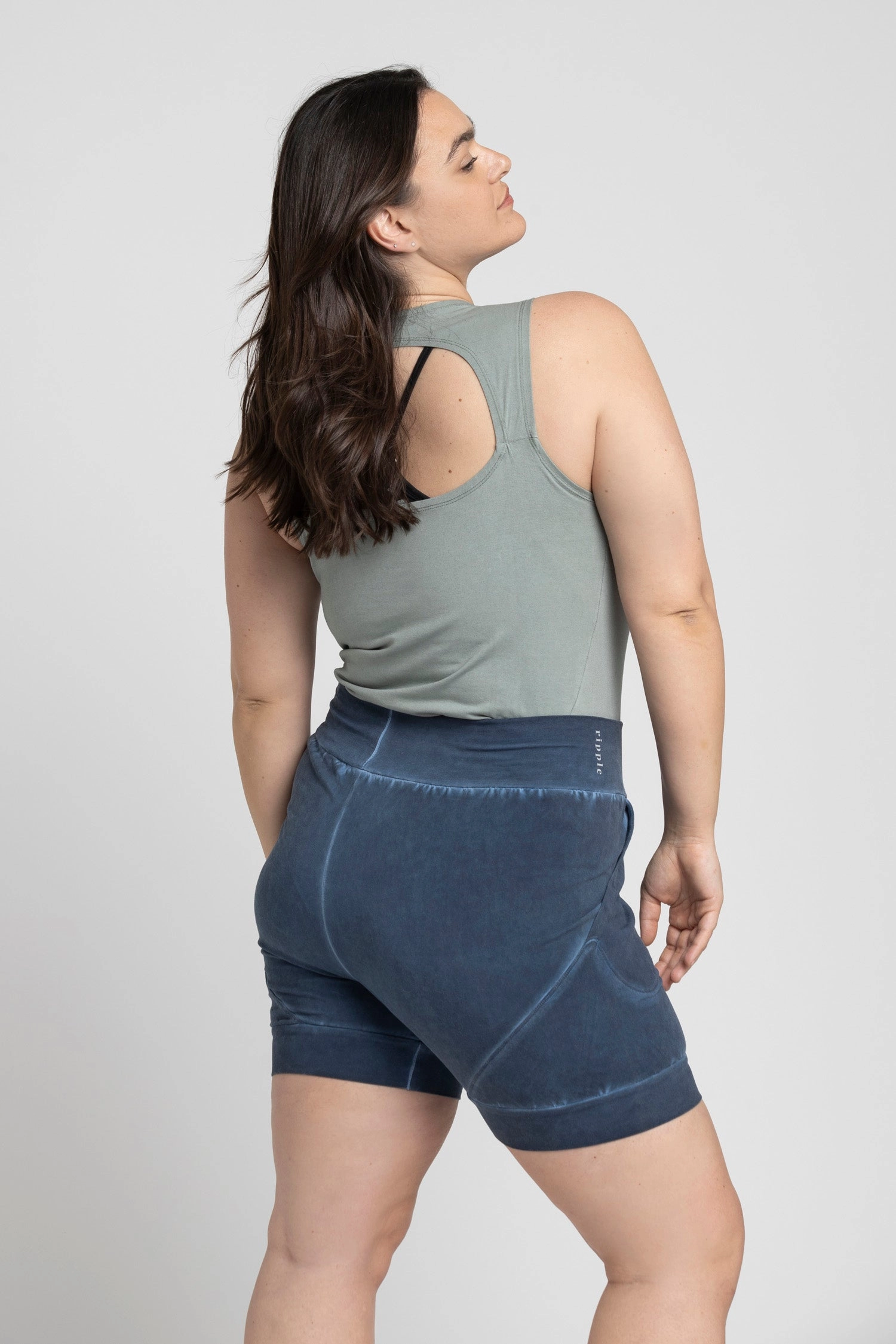 Stonewash Half Moon Open Back Tank Top