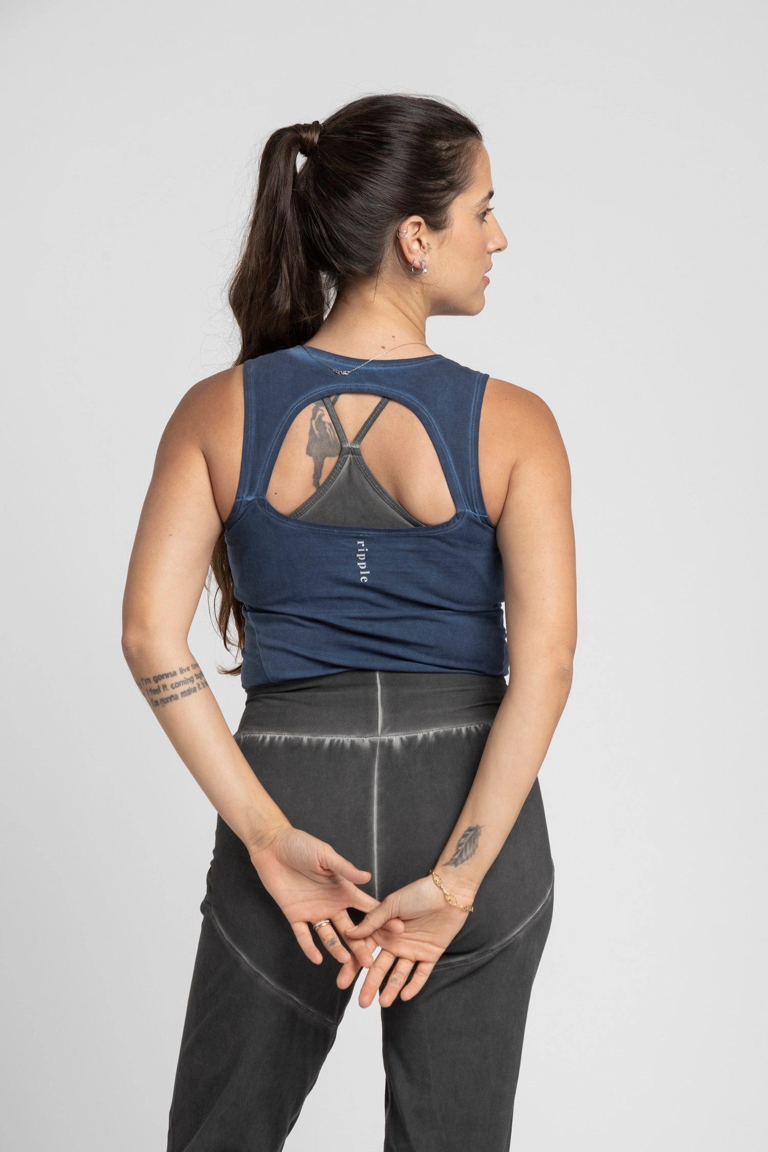 Stonewash Half Moon Open Back Tank Top