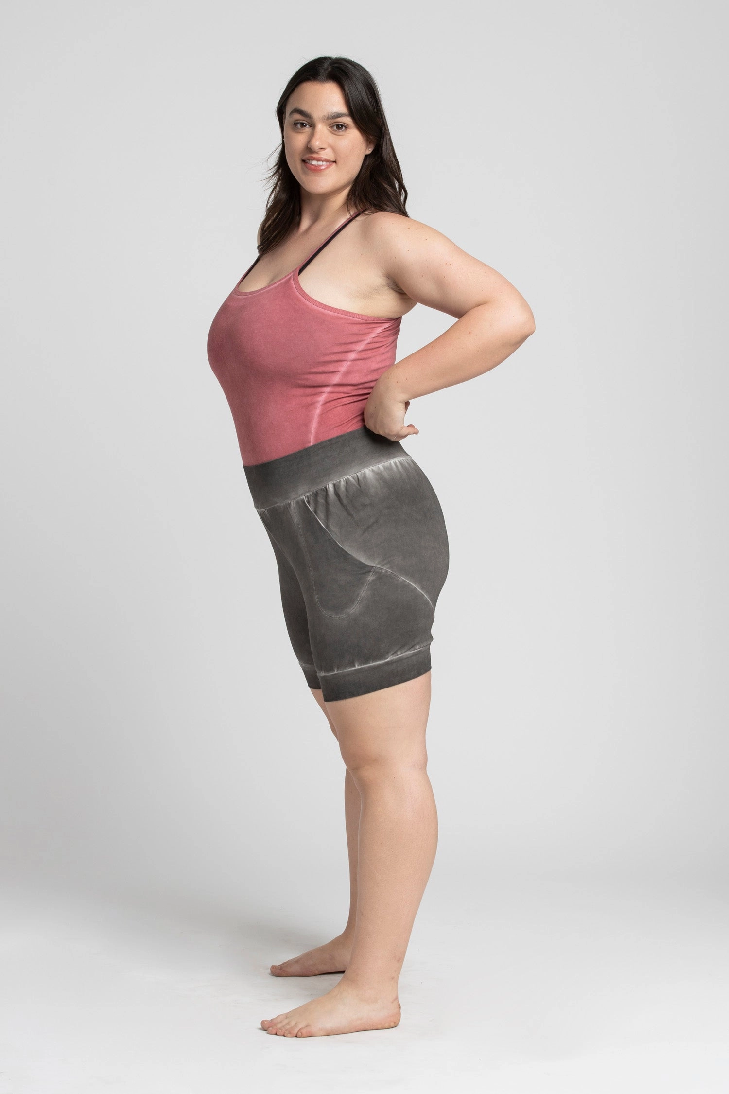 Stonewash Slouchy Yoga Shorts