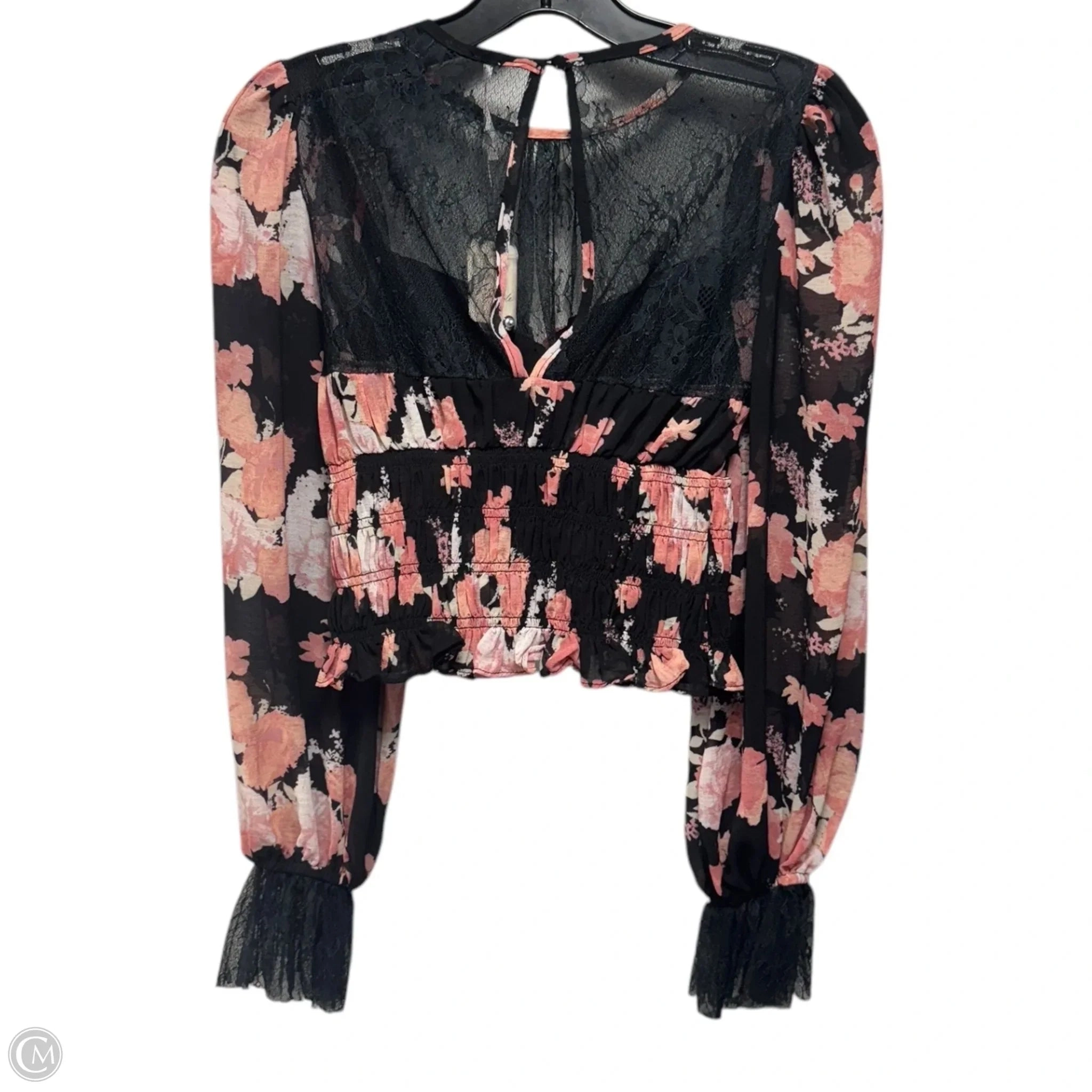 Top Long Sleeve By Free People In Black & Pink, Size: Xs
