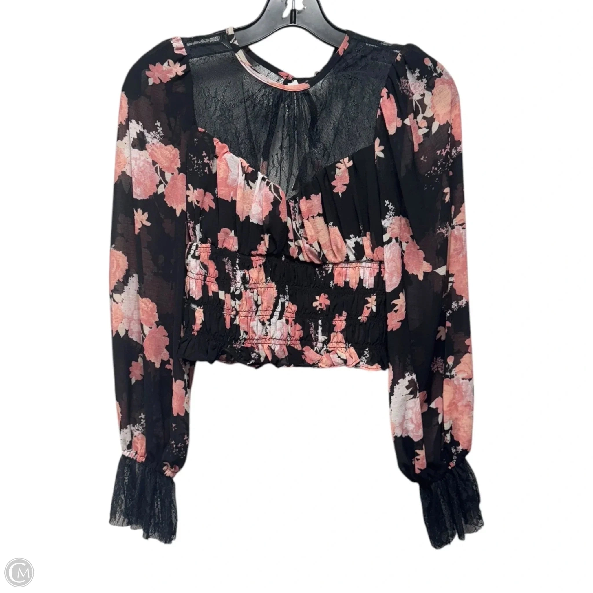 Top Long Sleeve By Free People In Black & Pink, Size: Xs