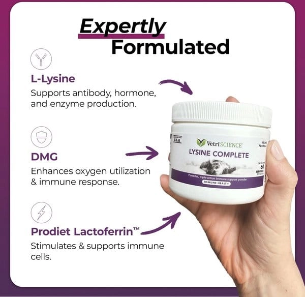 VetriScience Lysine Complete Creamy Chicken Flavor Triple-Action Immune Support Supplement for Cats