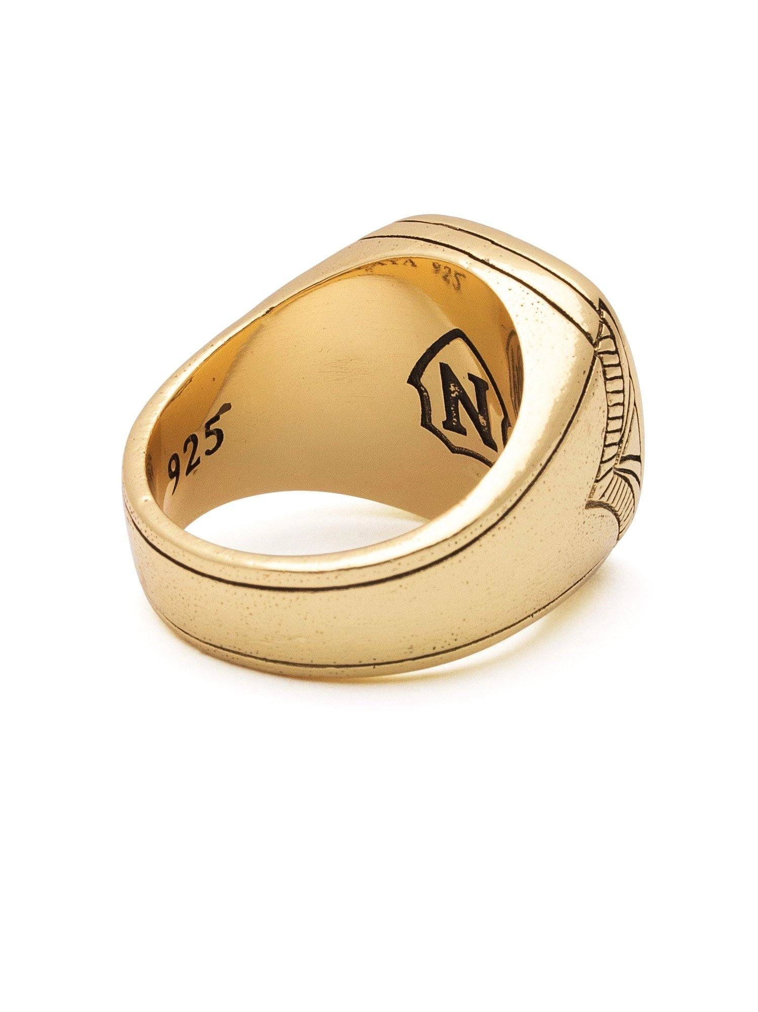 Vintage Gold Sterling Silver Signet Ring with Matte Onyx