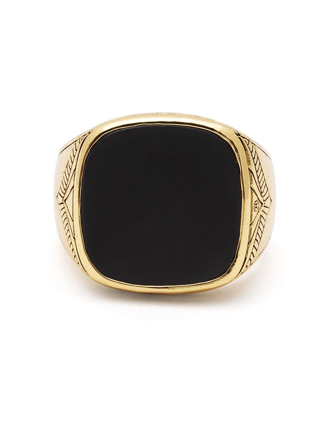 Vintage Gold Sterling Silver Signet Ring with Matte Onyx