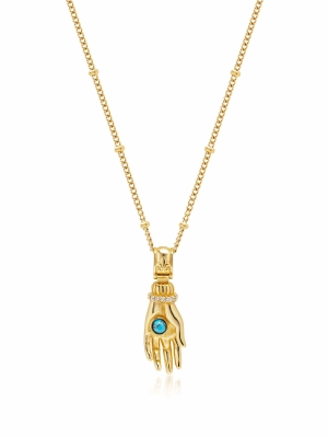 Women’s Hand Pendant with a Small Turquoise Gemstone