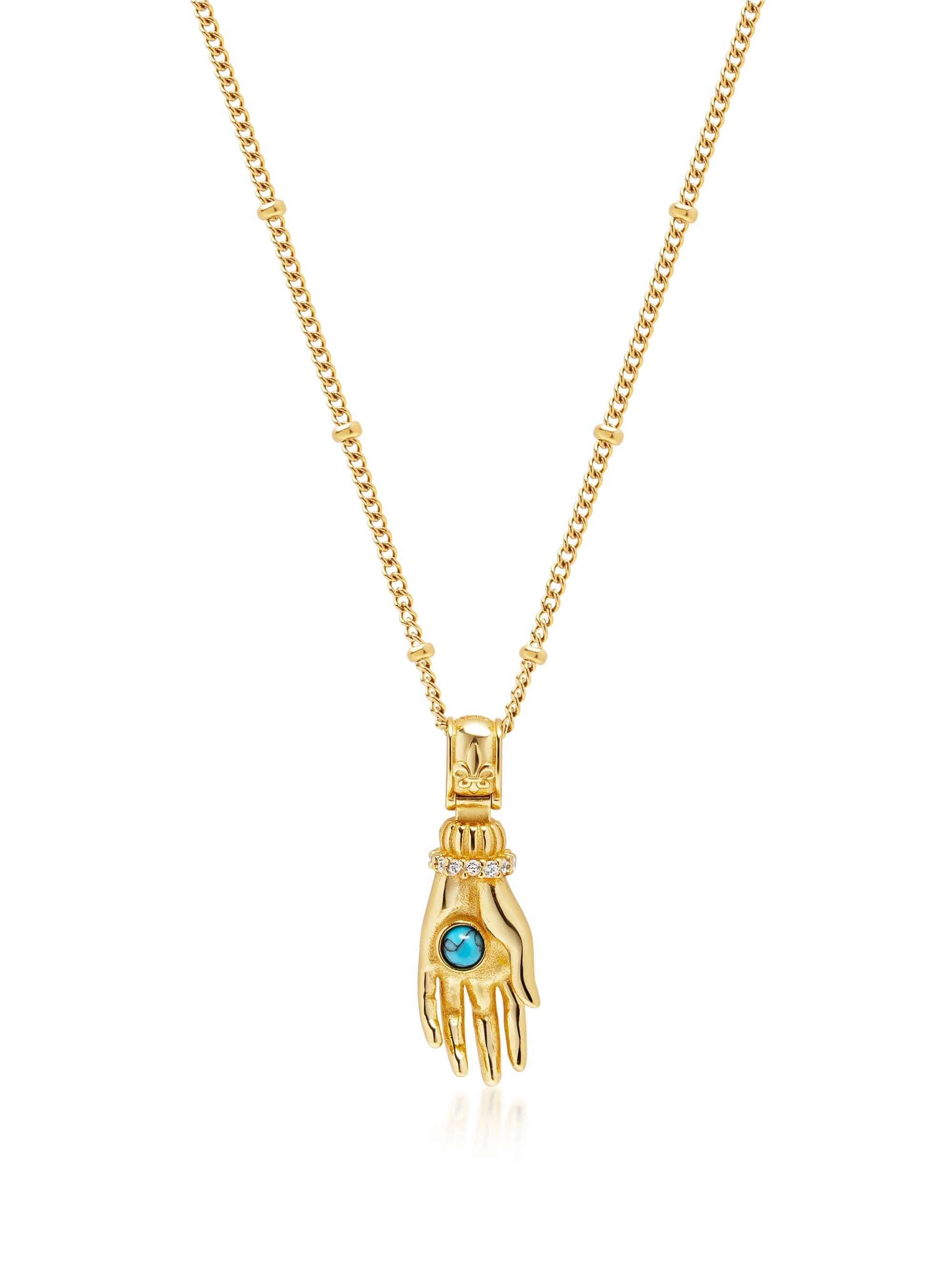 Women’s Hand Pendant with a Small Turquoise Gemstone